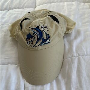 Guy Harvey Beige fishing Cap with Blue Marlin Embroidery